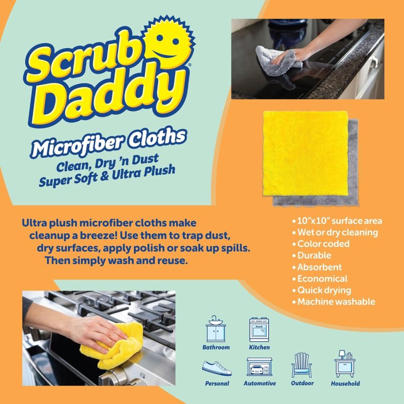 Scrub Daddy Household Cleaning Supplies - The Microfiber Bbq Bundle - Includes 2 Microfiber Towels - Image 5