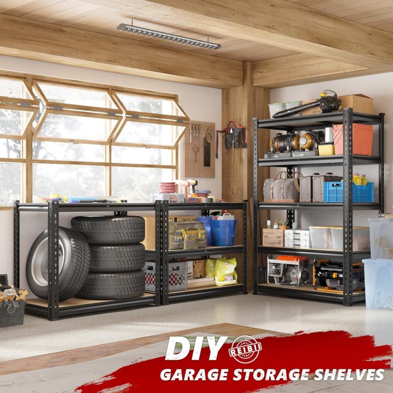 Reibii 2020Lbs Storage Shelves 5 Tier Garage Shelving Heavy Duty Adjustable Garage Shelves - Image 6