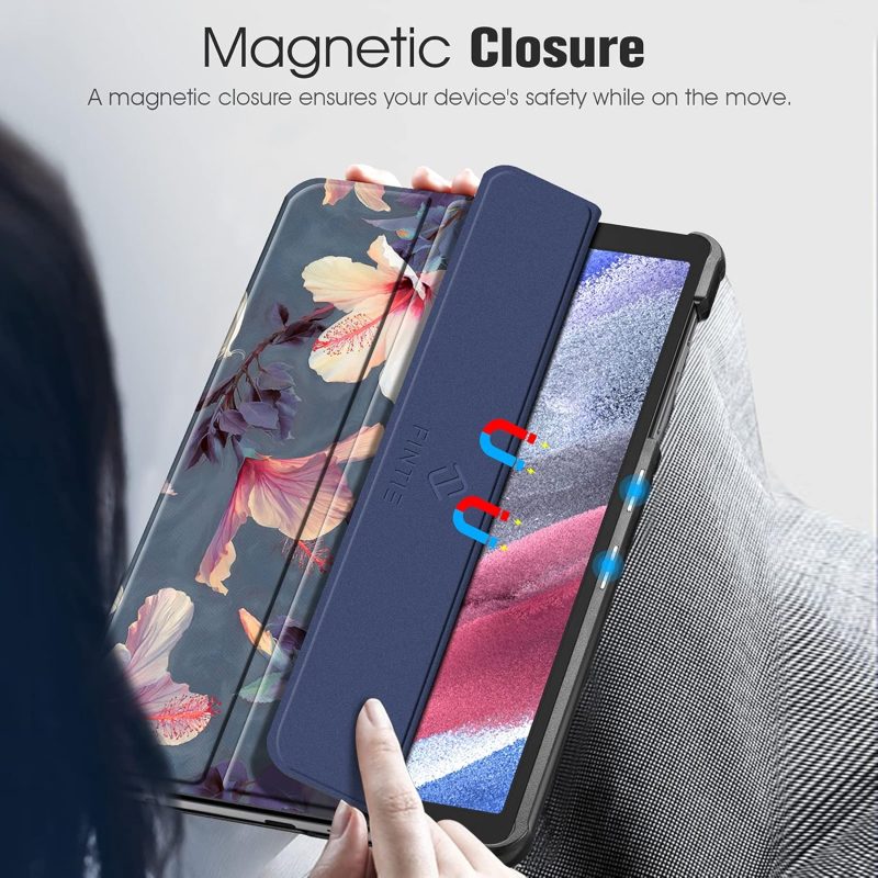 2021 Fintie Slim Case for Samsung Galaxy Tab A7 Lite 8.7 Inch 2021 Model (SM-T220/T225/T227) Ultra Thin Lightweight Hard Back Shell Tri-Fold Stand Cover Blooming Hibiscus - Image 5