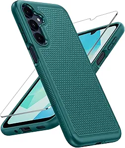 FNTCASE for Samsung Galaxy A16-5G Case: Dual Layer Protective Heavy Duty Cell Phone Cover with Non Slip Textured Back - Shockproof Rugged Military Grade Drop Protection Bumper Tough (Green)
