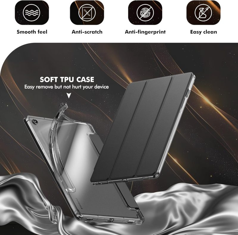 INFILAND Case for Samsung Galaxy Tab S10 Lite /S10 FE/ S9 FE 5G 10.9 Inch/Tab S9 11 Inch with S Pen Holder Slim Clear Protective Cover Support Auto Wake/Sleep (Grey) - Grey - Image 4
