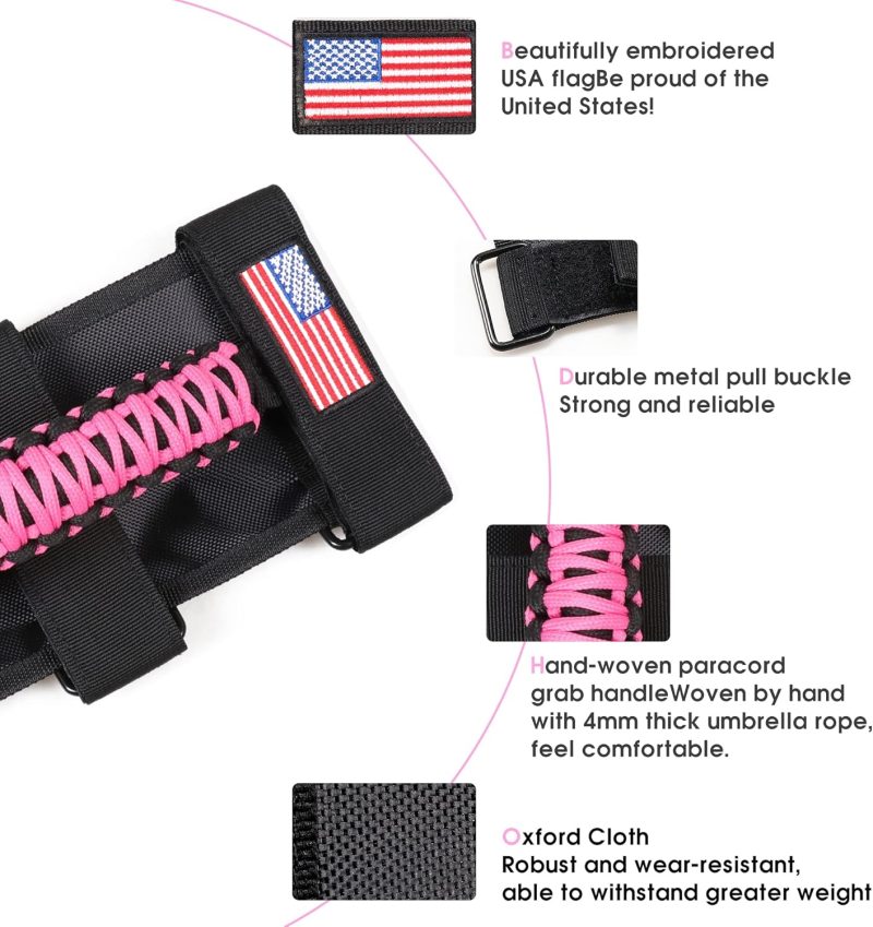 Handles Grab Roll Bar Grab Handles Grip Handle For Jeep Wrangler Accessories Tj Jk Jl Gladiator Jt Utv Atv - Upgrade Metal Buckle - Image 2