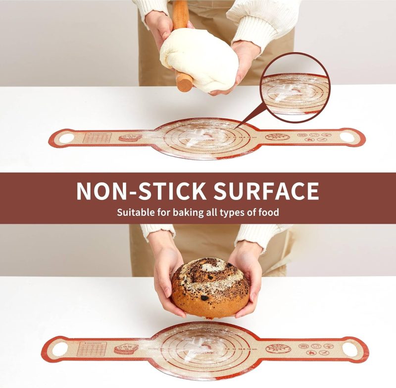 Silicone Sourdough Bread Sling Mat - 2Set Round Dough Baking Slings For Dutch Oven - Image 4