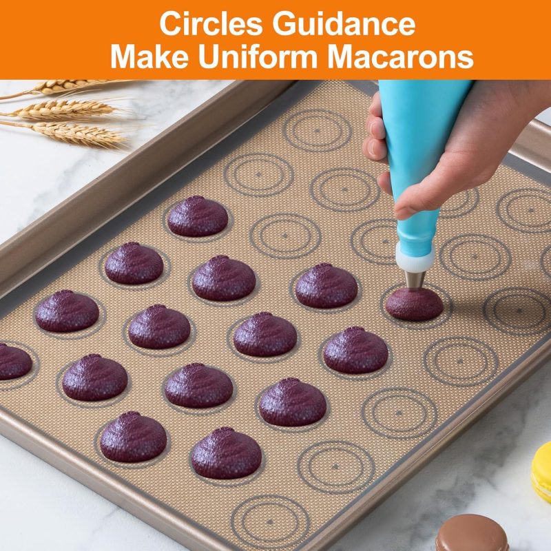 Angadona Macaron Silicone Baking Mats Kit (16Pcs Set) Macaroon Baking Mat Set Of 2 Half Sheet Macaron Silicone Mat Nonstick Macaron Mat Sheet - Image 2