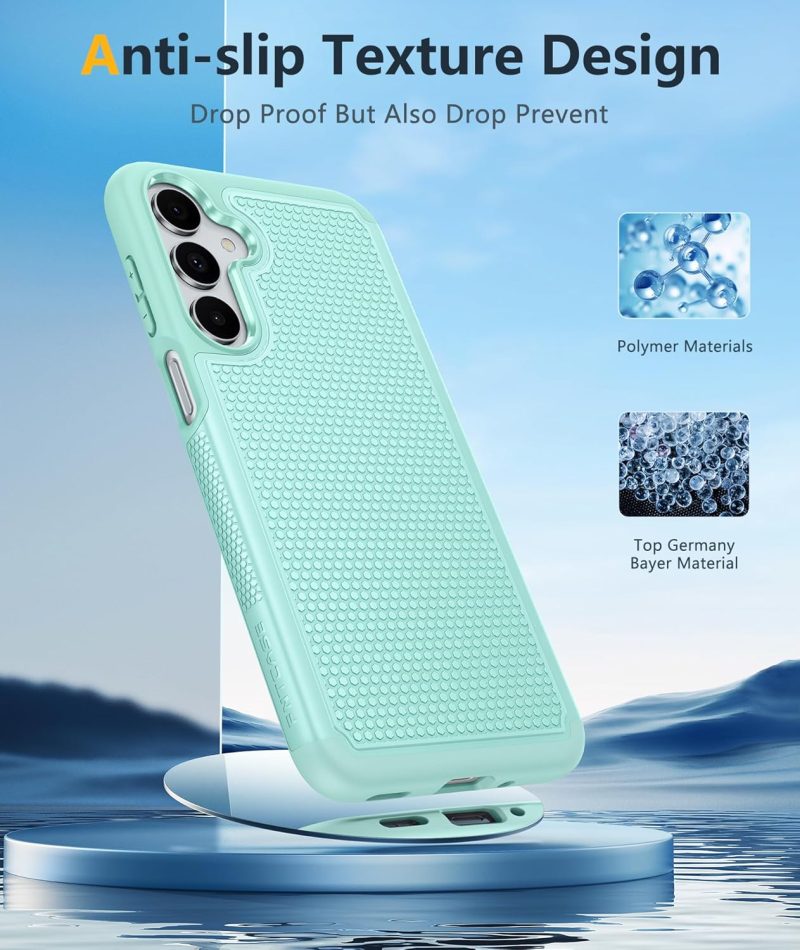 FNTCASE for Samsung Galaxy A16-5G Case: Dual Layer Protective Heavy Duty Cell Phone Cover with Non Slip Textured Back - Shockproof Rugged Military Grade Drop Protection Bumper Tough (Mint Green) - Image 3