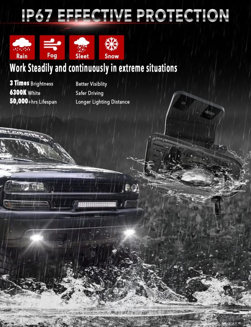 Z-Offroad New Version 60W Projector Led Fog Lights Lamps Compatible With Chevy Silverado 1999-2002 - Image 5