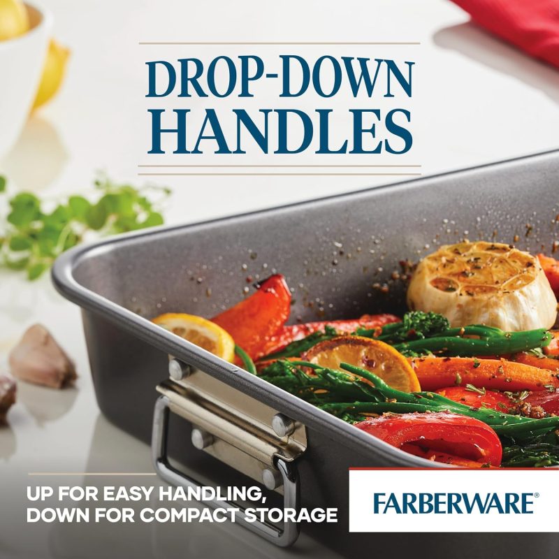 Farberware Bakeware Nonstick Steel Roaster With Flat Rack - Image 6