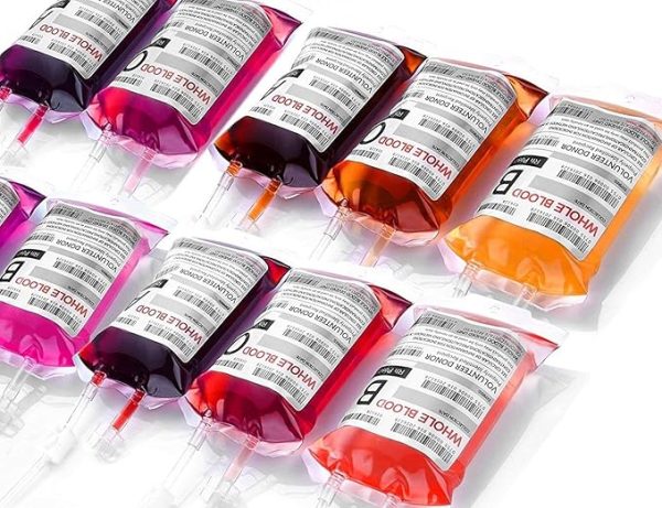Wynk Blood Bags for Drinks, 10 Iv Bags for Halloween Party Decoration, Reusable Drink Pouch for Live Blood Of Theme Parties, Masquerade,Vampire,Zombie,Nurse Graduation Party Props