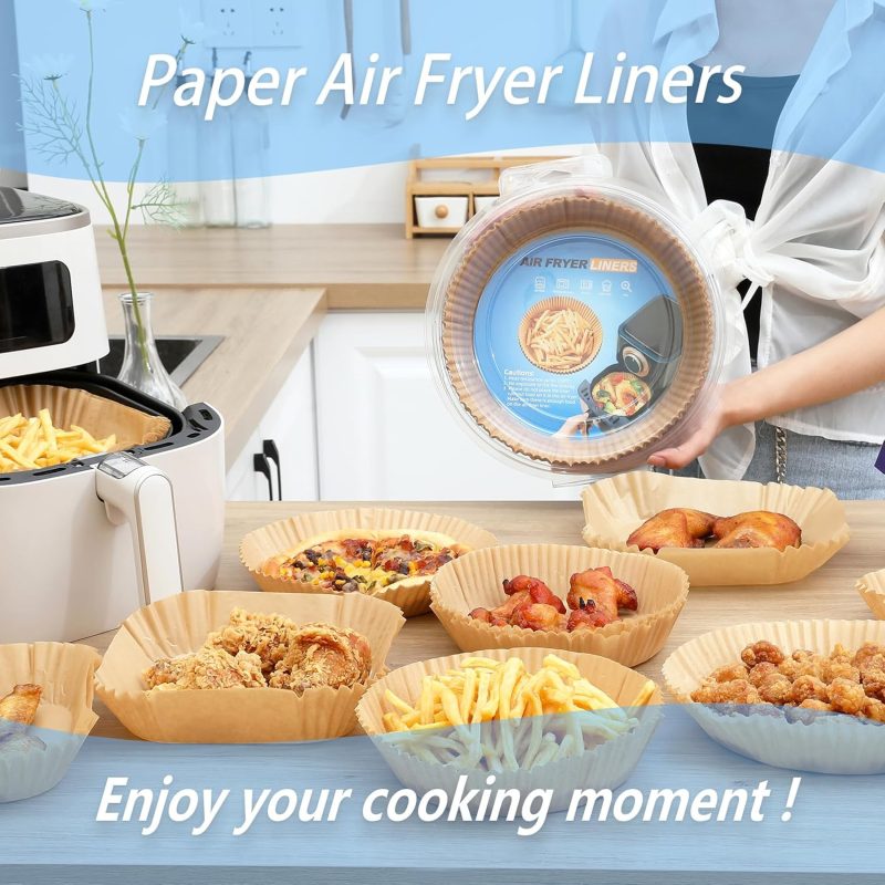 100Pcs Air Fryer Disposable Paper Liners Fit 3-5Qt Non-Stick Air Fryer Parchment Paper Air Frying Roasting Microwave Basket Oil-Proof Resistant Baking Parchment Paper Thick (Round - Image 6