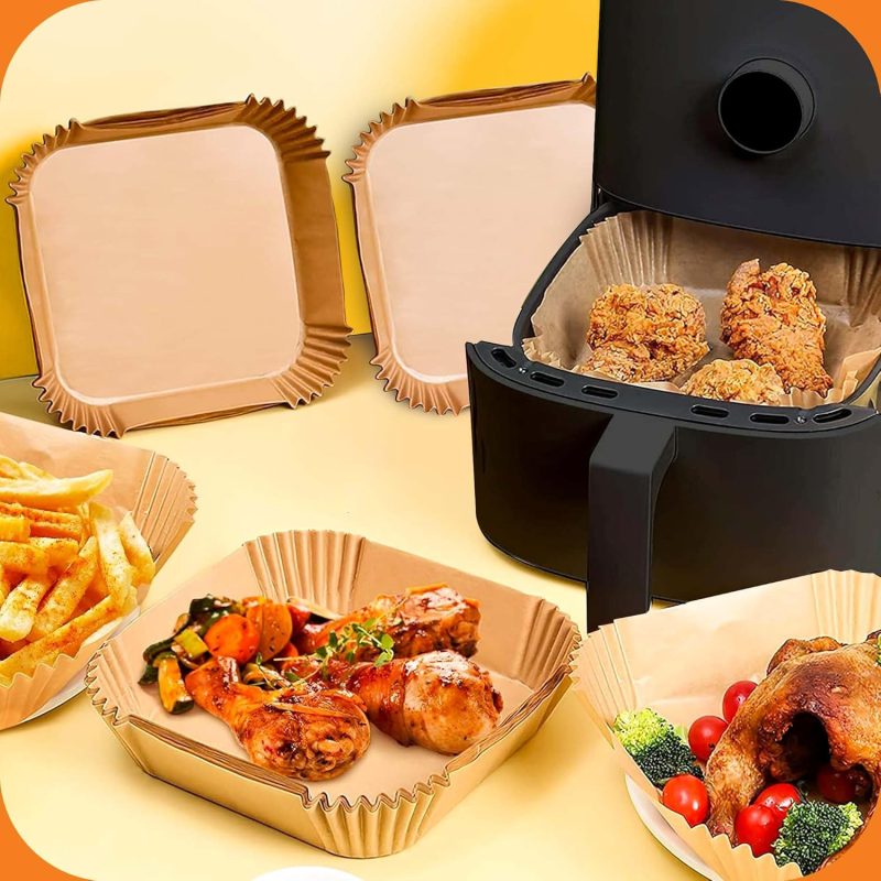 6.5-Inch Square Air Fryer Paper Liners 125Pcs For Easy Cleanup - Non-Stick - Image 3