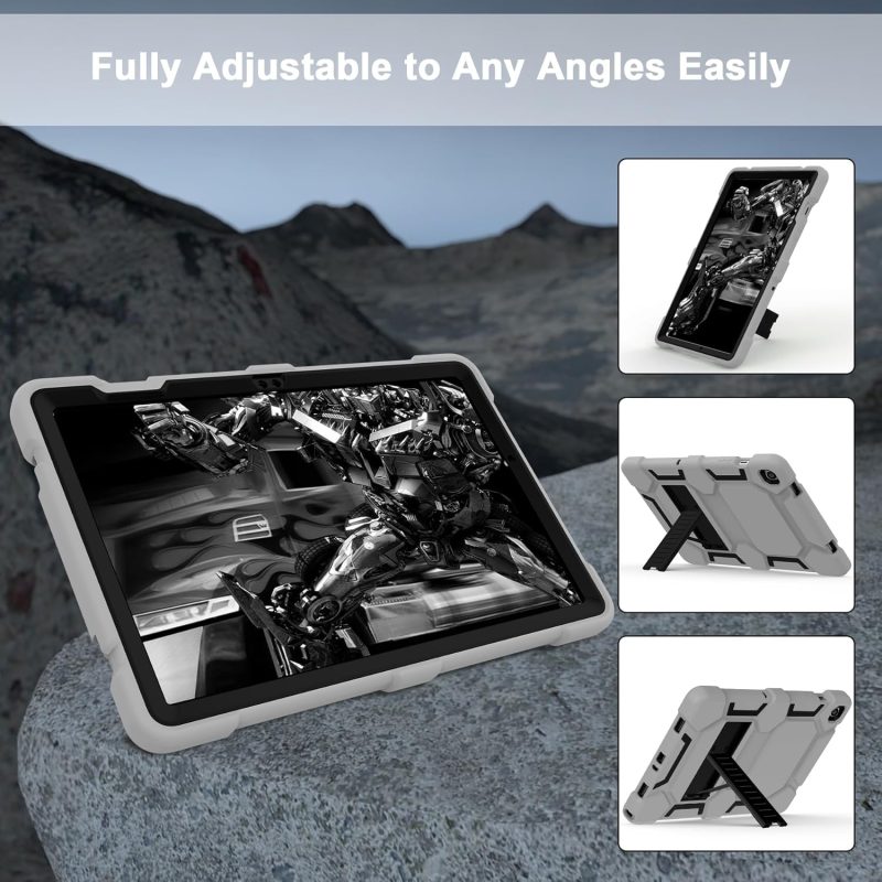 CCMAO Case for Samsung Galaxy Tab A9+ 11”(SM-X210/X216/X218) Heavy Duty Shockproof Hard Hybrid Three Layer Protective Cover with Kickstand for Galaxy Tablet A9 Plus 2023 for Kids Gray+Black - Image 3