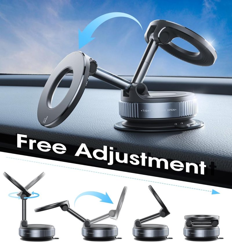 2026 Upgraded Vacuum Magnetic Car Phone Holder 360° Reinforced 96Lbs Ultra Suction Cup Phone Mount For Magsafe Cell Phone Holders For Your Car/Gym/Mirror Mount For Iphone & Android - Image 5