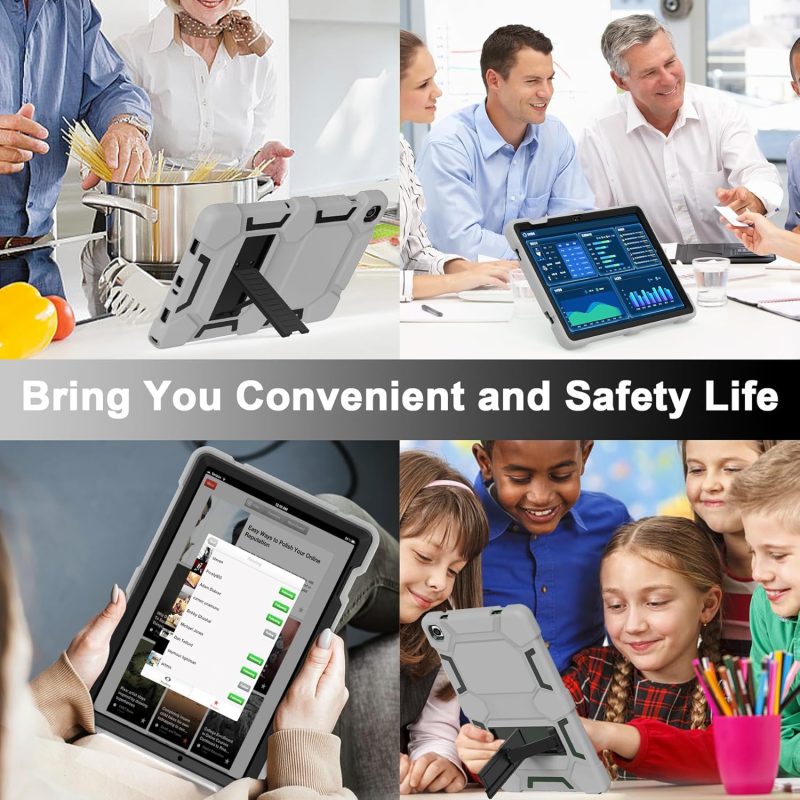 CCMAO Case for Samsung Galaxy Tab A9+ 11”(SM-X210/X216/X218) Heavy Duty Shockproof Hard Hybrid Three Layer Protective Cover with Kickstand for Galaxy Tablet A9 Plus 2023 for Kids Gray+Black - Image 6
