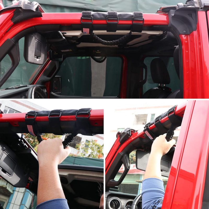 Handles Grab Roll Bar Grab Handles Grip Handle For Jeep Wrangler Accessories Tj Jk Jl Gladiator Jt Utv Atv - Upgrade Metal Buckle - Image 6