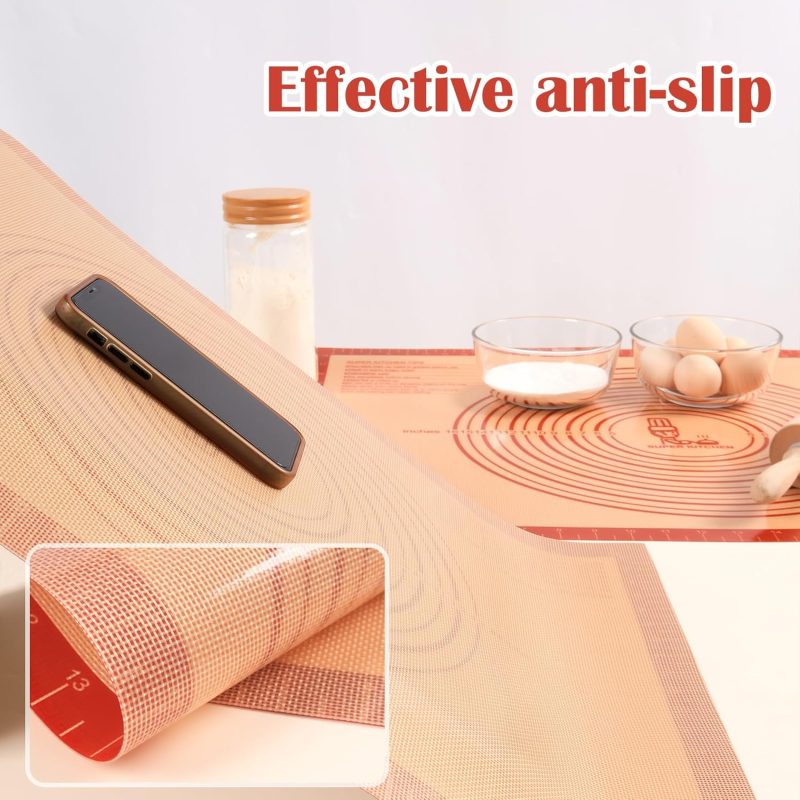 Non-Slip Silicone Pastry Mat Extra Large With Measurements 28''By 20'' For Silicone Baking Mat - Image 4