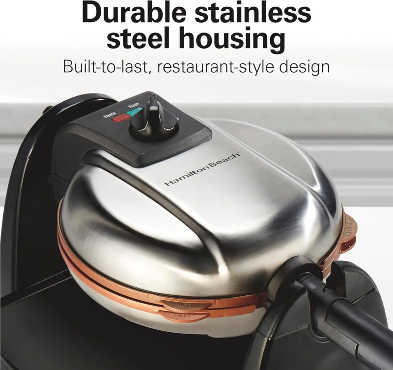 Hamilton Beach Belgian Waffle Maker With Removable Pfas-Free Durathon Nonstick Coated Plates - Image 6
