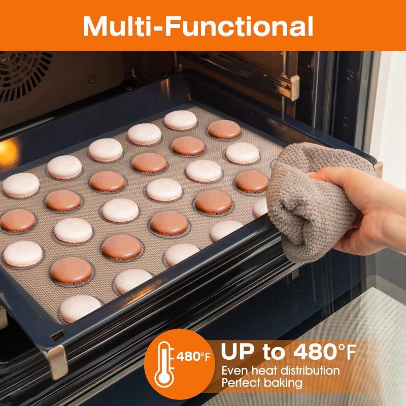 Angadona Macaron Silicone Baking Mats Kit (16Pcs Set) Macaroon Baking Mat Set Of 2 Half Sheet Macaron Silicone Mat Nonstick Macaron Mat Sheet - Image 6