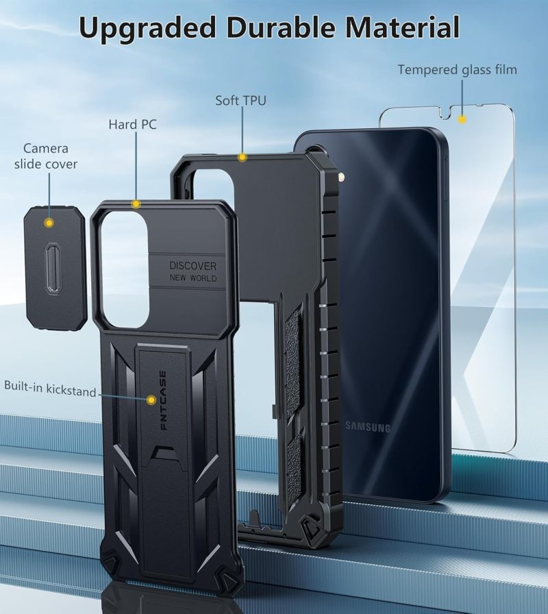 FNTCASE Hybrid Protective Case for Galaxy A16-5G - Black - Image 5