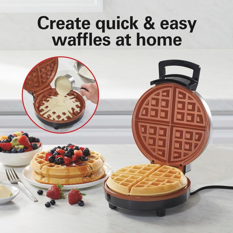 Hamilton Beach Belgian Waffle Maker With Pfas-Free Non-Stick Ceramic-Coated Plates - Image 3