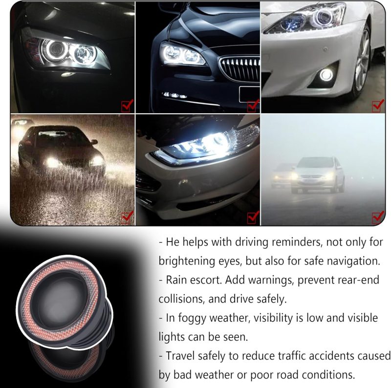 2Pcs Angel Eye Halo Fog Lights For Cars - Image 6