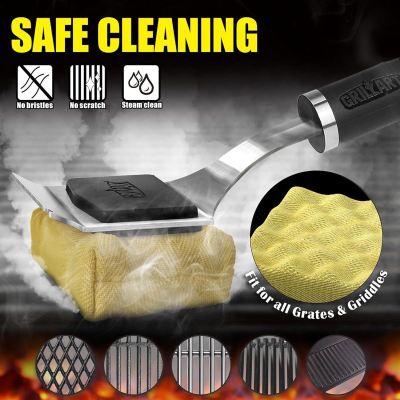 Grillart Grill Brush For Outdoor Grill Bristle Free - Reinforced Grill Cleaner Scraper Bbq Brush - Replaceable Head Barbecue Grill Cleaning Brush - Safe Bbq Accessories Grill Tools - Gifts For Men/Dad - Image 4