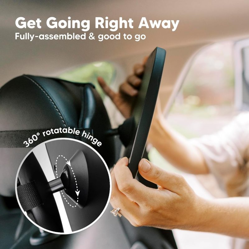 Safety Baby Car Seat Mirror - Wide Shatterproof Backseat Infant Car Mirror For Baby Rear Facing - Image 3