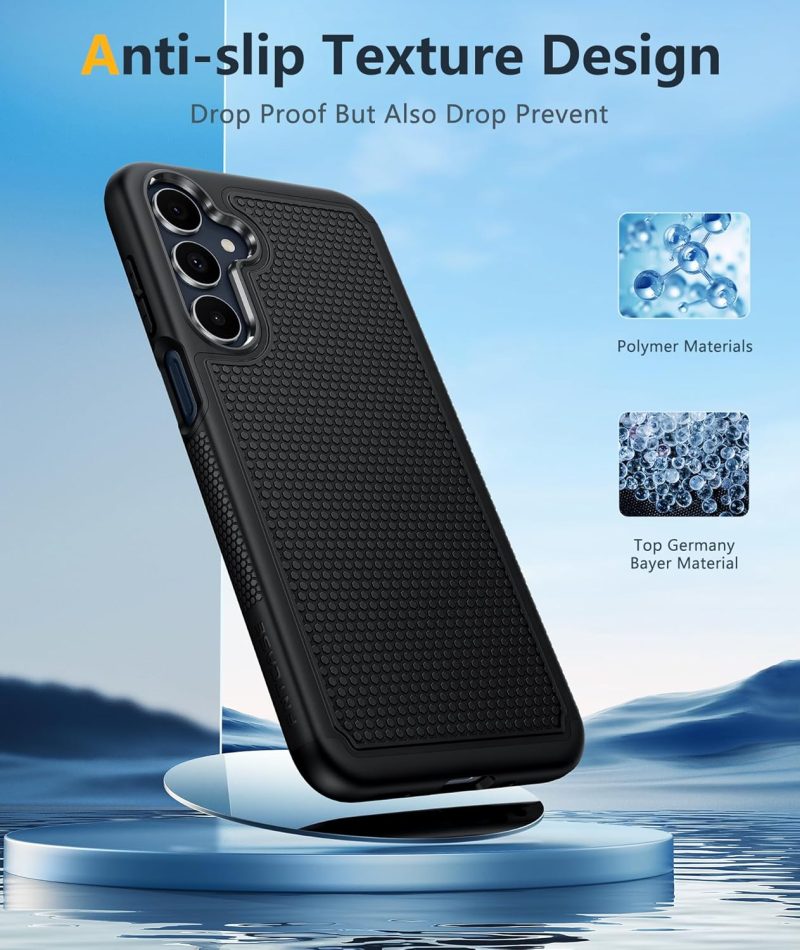 FNTCASE for Samsung Galaxy A16-5G Case: Dual Layer Protective Heavy Duty Cell Phone Cover with Non Slip Textured Back - Shockproof Rugged Military Grade Drop Protection Bumper Tough Black - Image 3