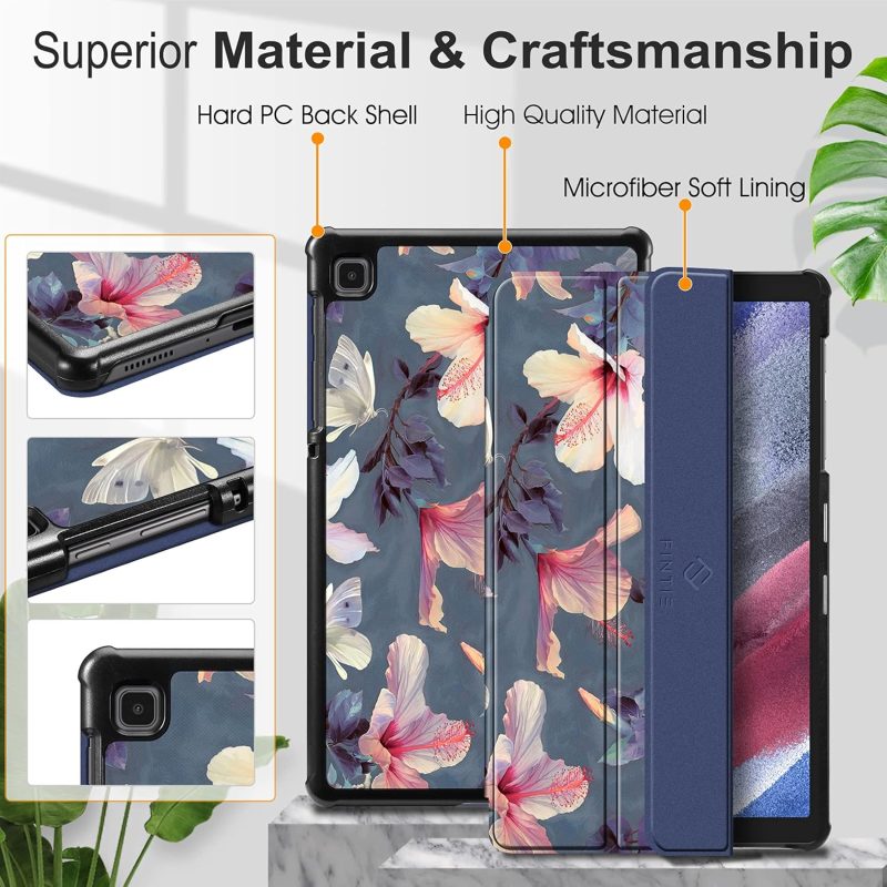 2021 Fintie Slim Case for Samsung Galaxy Tab A7 Lite 8.7 Inch 2021 Model (SM-T220/T225/T227) Ultra Thin Lightweight Hard Back Shell Tri-Fold Stand Cover Blooming Hibiscus - Image 6
