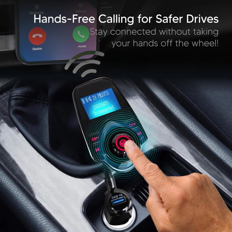 Onn Upgraded 2025 Car Bluetooth Fm Transmitter – 1.44 - Image 5