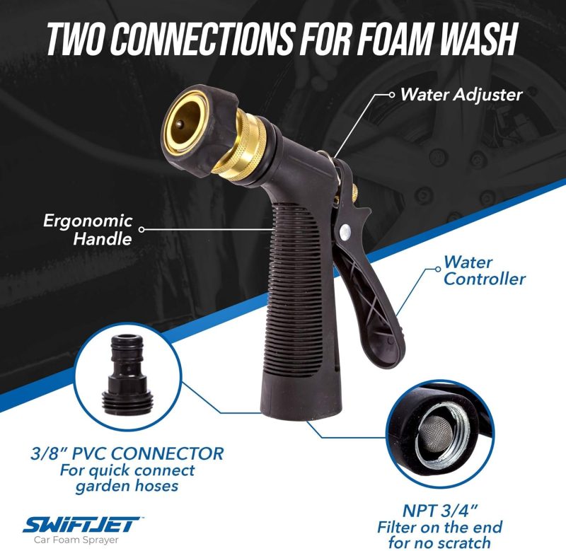 Swiftjet Car Wash Foam Gun + Microfiber Wash Mitt - Foam Cannon Works With Any Soap - Garden Hose Car Foam Sprayer - Car Wash Kit - Car Accessories Foam Blaster (Orange Foam Gun With Mitt) - Image 5