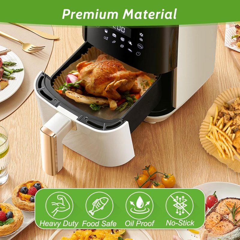 360 Pcs 8” Square Unbleached Heavy Duty Air Fryer Paper Liners Disposable - Image 3