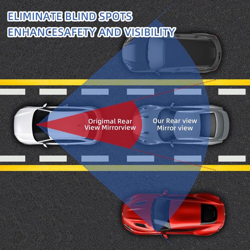 Broadway Rear View Mirror Wide Angle Panoramic Anti Glare Blindspot Accessories Universal Interior Convex Mirror For Car Suv Trucks White - Image 4