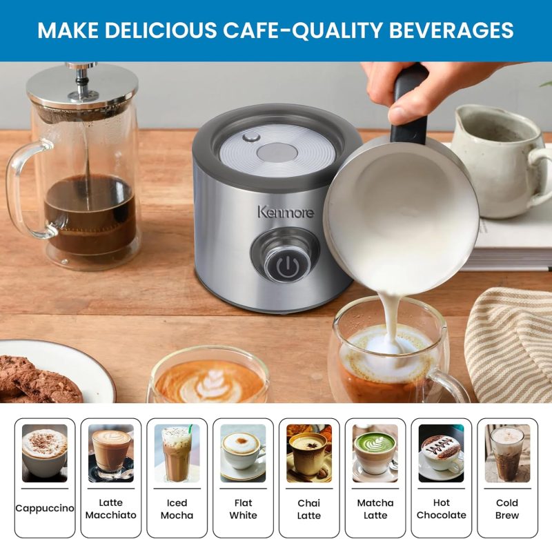 Kenmore Electric Milk Frother- Hot & Cold Milk Steamer And Foam Maker For Coffee - Image 4
