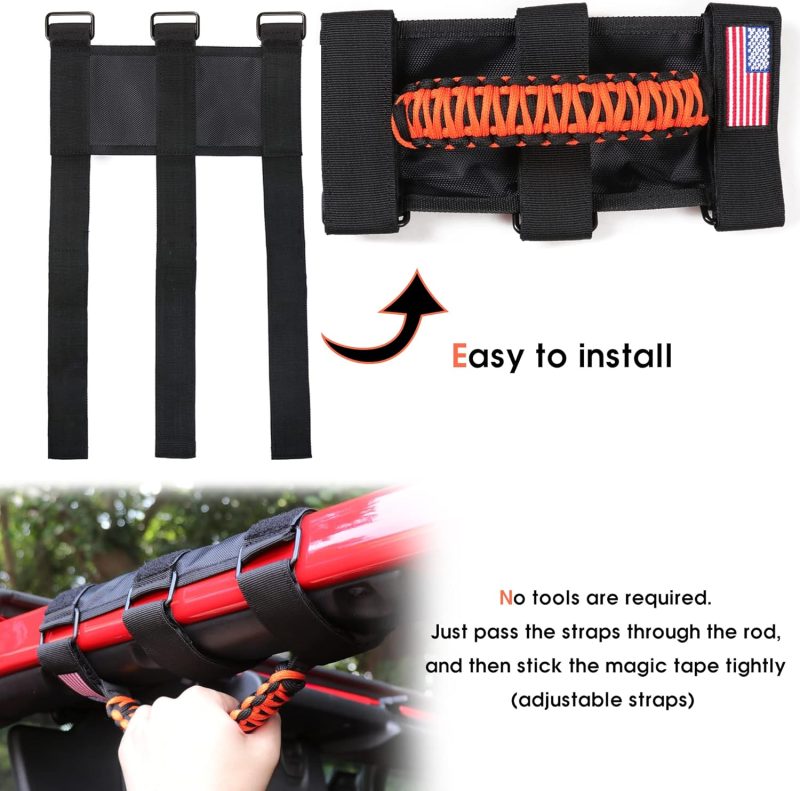 Handles Grab Roll Bar Grab Handles Grip Handle For Jeep Wrangler Accessories Tj Jk Jl Gladiator Jt Utv Atv - Upgrade Metal Buckle - Image 5