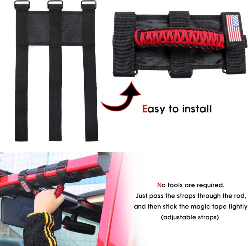 Handles Grab Roll Bar Grab Handles Grip Handle For Jeep Wrangler Accessories Tj Jk Jl Gladiator Jt Utv Atv - Upgrade Metal Buckle - Image 5