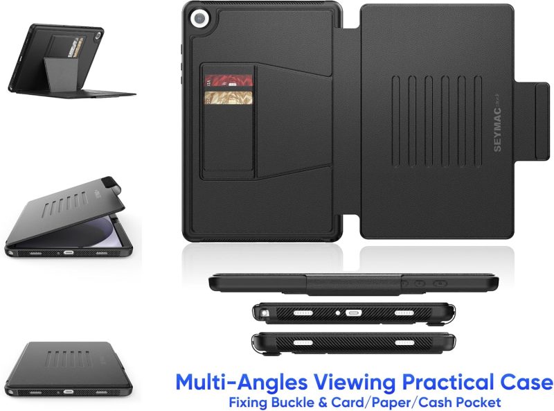 SEYMAC stock Case for Samsung Galaxy Tab A9+ Plus 11'' Auto Sleep/Wake Case with Magnetic Multi-Angles Stand Card Slot for Galaxy Tab A9+/ A9 Plus 11'' SM-X210/X216/X218 (Black) - Black - Image 4