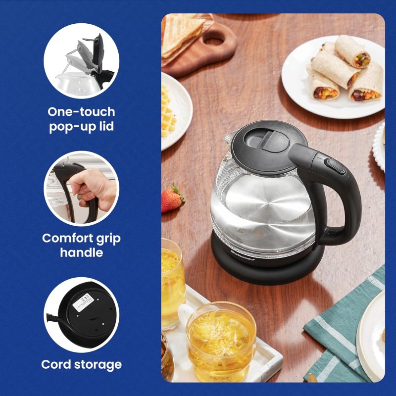 Elite Gourmet Ekt1001 Electric 1.0L Bpa-Free 1100W Glass Kettle Cordless 360° Base - Image 6