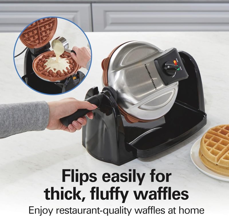 Hamilton Beach Belgian Waffle Maker With Removable Pfas-Free Durathon Nonstick Coated Plates - Image 2