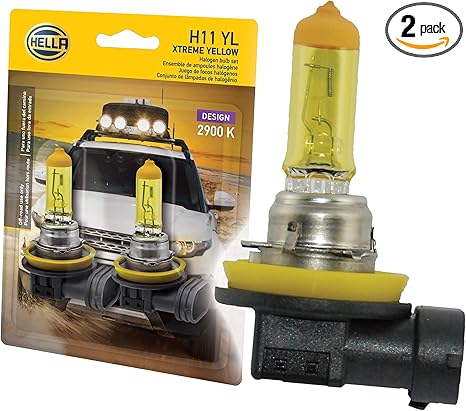 Hella H11 Yl Twin Blister Xtreme Yellow Bulb (12V 55W)
