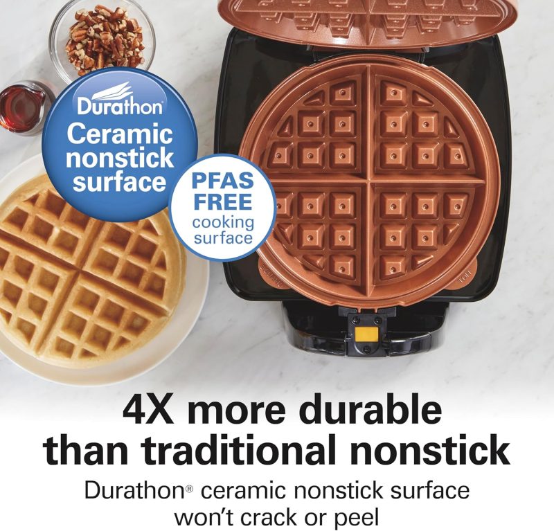 Hamilton Beach Belgian Waffle Maker With Removable Pfas-Free Durathon Nonstick Coated Plates - Image 3