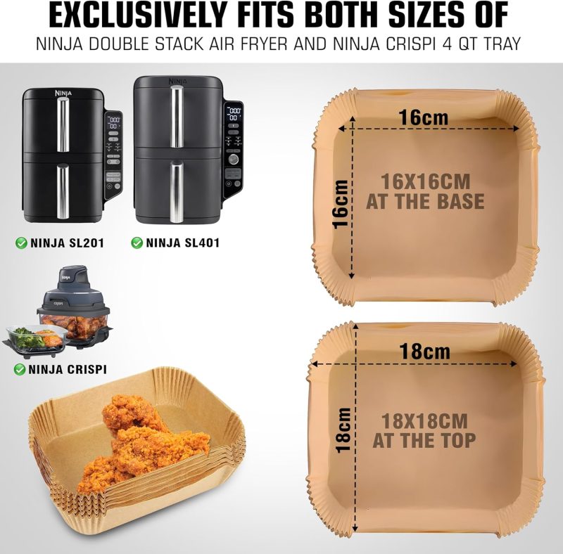 Air Fryer Liners For Ninja Doublestack Sl401 8-10Qt: 150Pcs Disposable Paper Liners - Image 2
