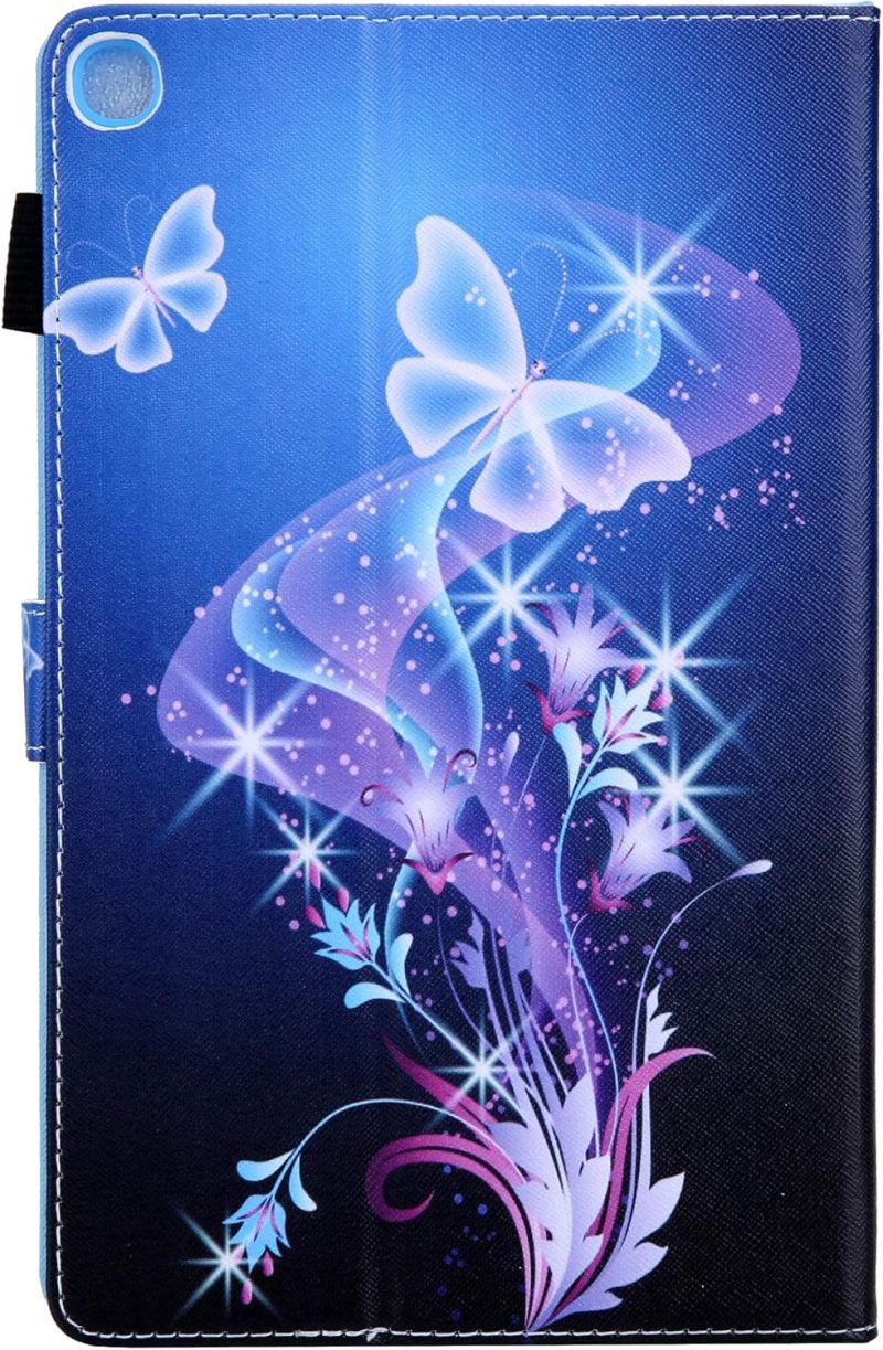 2019 for Samsung Galaxy Tab A 10.1 inch Case 2019 Model (SM-T510/T515/T517) with Stand/Pencil Holder/Card Slots/Magnetic Folio Slim PU Leather Soft TPU Back Shockproof Cover Purple Butterfly - Image 5