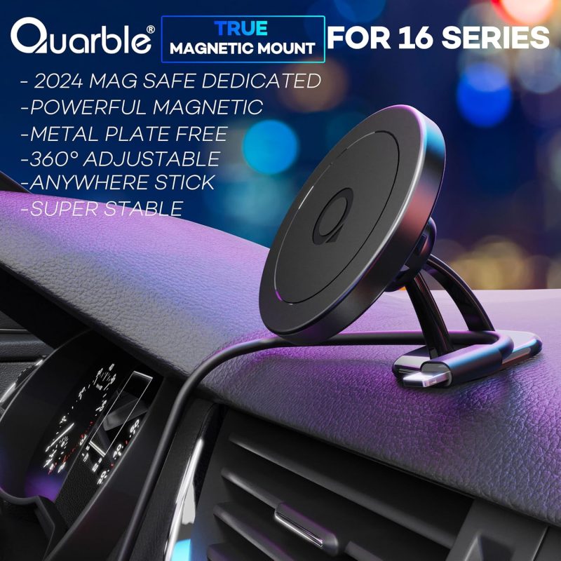 Compatible With Mag Safe Car Mount Dashboard Magnetic 360° Adjustable Phone Holder Soft Rubber Front Compatible With Iphone 16/15/ 14/13/ 12/ Pro/Pro Max No Metal Plate Needed Since 2021 - Image 2