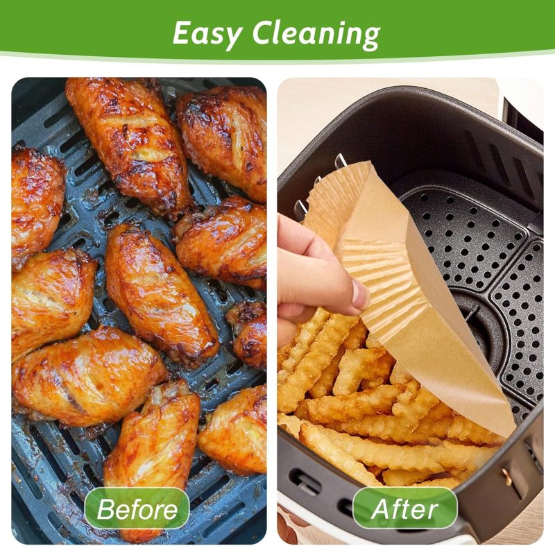 360 Pcs 8” Square Unbleached Heavy Duty Air Fryer Paper Liners Disposable - Image 5