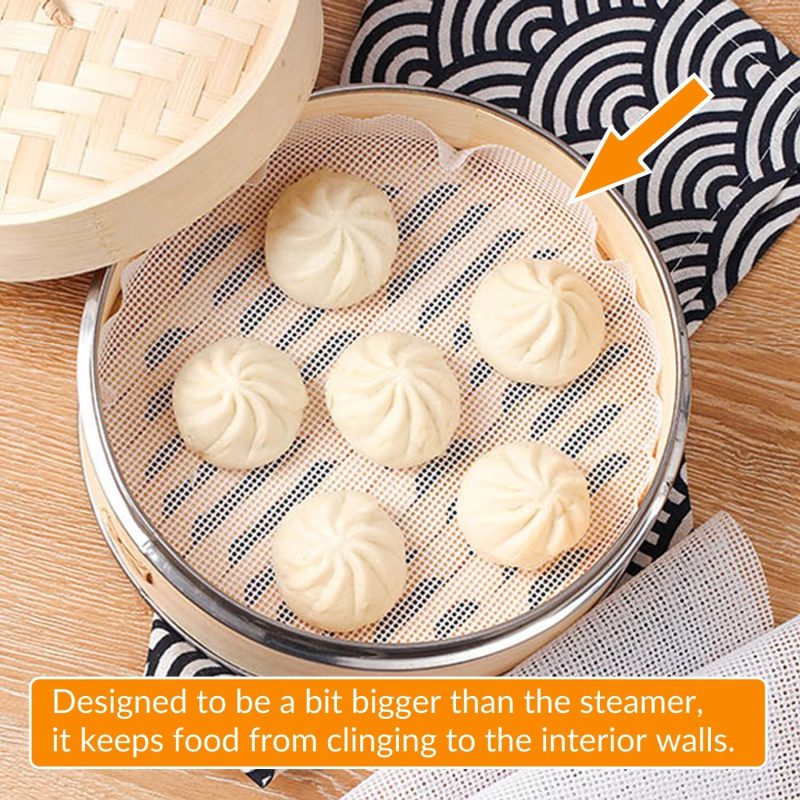 Gucuji 10 Inch Silicone Bamboo Steamer Liners - Non-Stick - Image 3