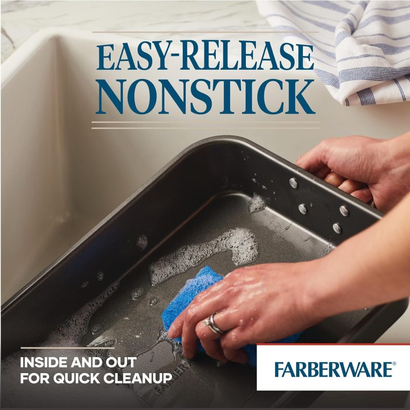 Farberware Bakeware Nonstick Steel Roaster With Flat Rack - Image 3
