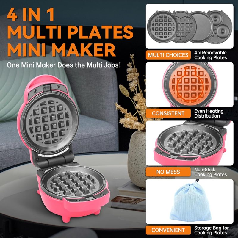 Baker'S Friend 4 In 1 Waffle Maker Set: Mini Doughnut & Waffle Maker - Image 3