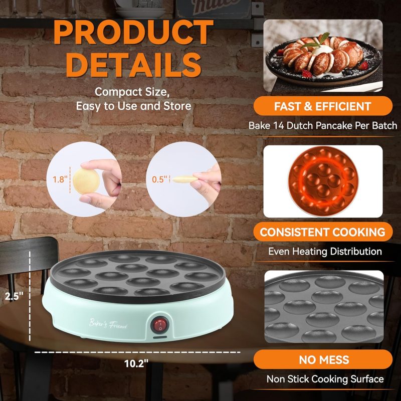 Baker'S Friend Mini Pancakes Maker Machine - Image 3