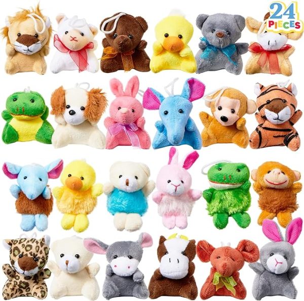 Joyin 24 Pack Mini Animal Plush Toy Assortment, Animals Keychain Decoration for Kids, Small Stuffed Animal Bulk for Kids, Carnival Prizes, School Gifts, Halloween Goodie Bags