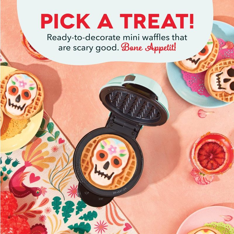 Dash Multimaker Mini System Two 4” Nonstick Removable Waffle Plates (Skull & Jack-O-Lantern) - 2Pc Plate Pack For Waffle Iron & Griddle - Image 4